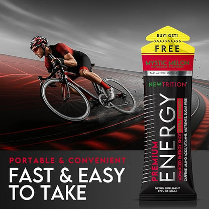 NewTrition® Extra Strength Energy Shots, 250mg Caffeine Energy Shots with Vitamin B & Amino Acids, Sugar-Free Vitamin Energy Shot, 1.7 fl oz (Pack of 6, Mystic Melon)