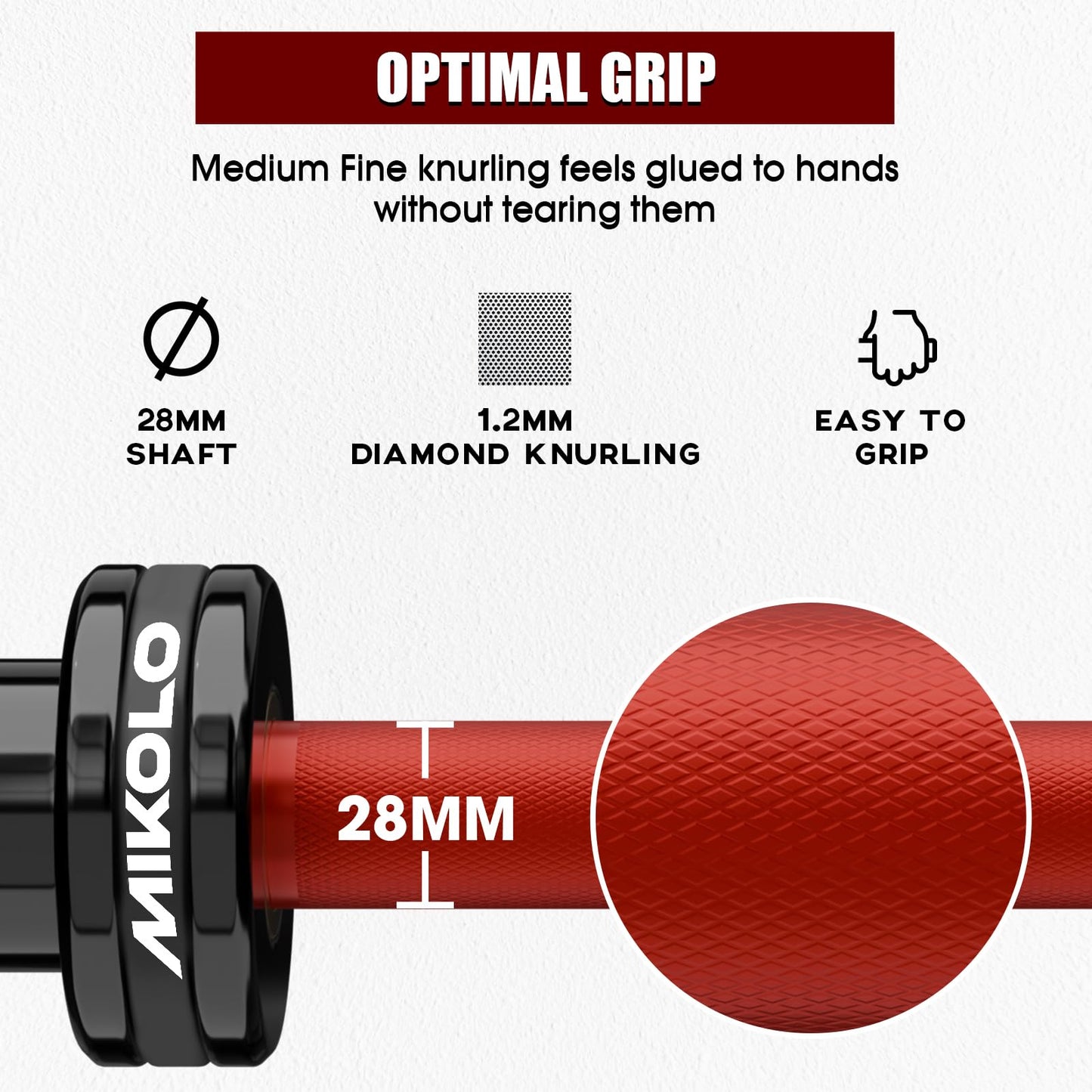 Mikolo 7ft Olympic Barbell, Barbell for Weightlifting and Powerlifting 45lb, Olympic Bar for