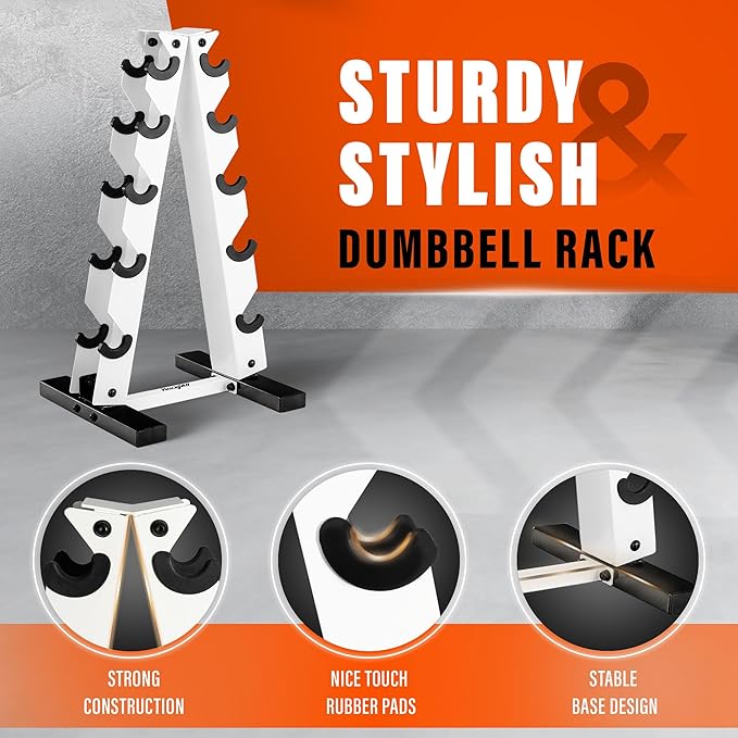 YES4ALL Dumbbell Rack Stand Only, 5 Tier A Frame Weight Rack for Dumbbells