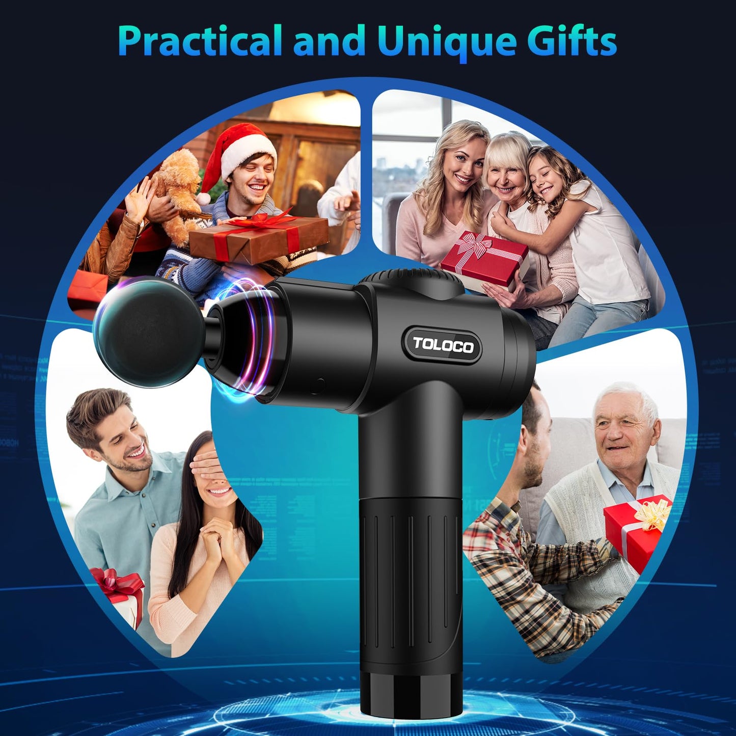 TOLOCO Massage Gun, Deep Tissue Back Massage for Athletes for Pain Relief, Percussion Massager with