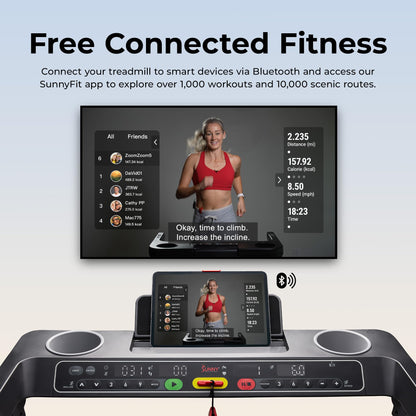 Sunny Health & Fitness Auto Incline Treadmill, Fully Assembled Walking Pad