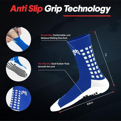 Soccer Grip Socks, Shin Guards, Pre Cut Sock Sleeves, and Guard Straps Bundle Pack - Essential Equipment for Soccer Players - for Mens, Women, Youth, Size 7 to 12 US Men Shoe Size