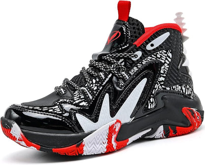 JMFCHI Kids Basketball Shoes High-top Sports Shoes Sneakers Durable Lace-up Non-Slip Running Shoes Secure for Little Kids Big Kids and Boys Girls