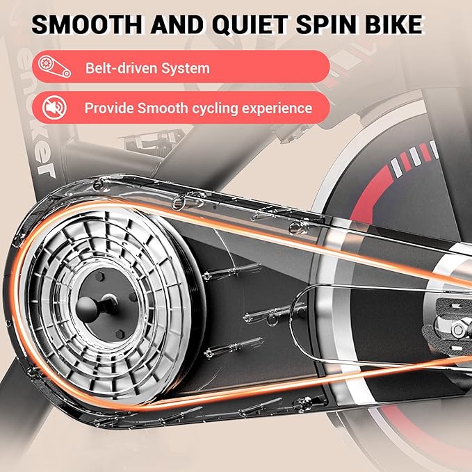 Exercise Bike, Wenoker Stationary Bike for Home, App Supported Indoor Bike with Silent Belt Drive, Heavy Flywheel, Multi-grips Handlebar and Upgraded Digital Display