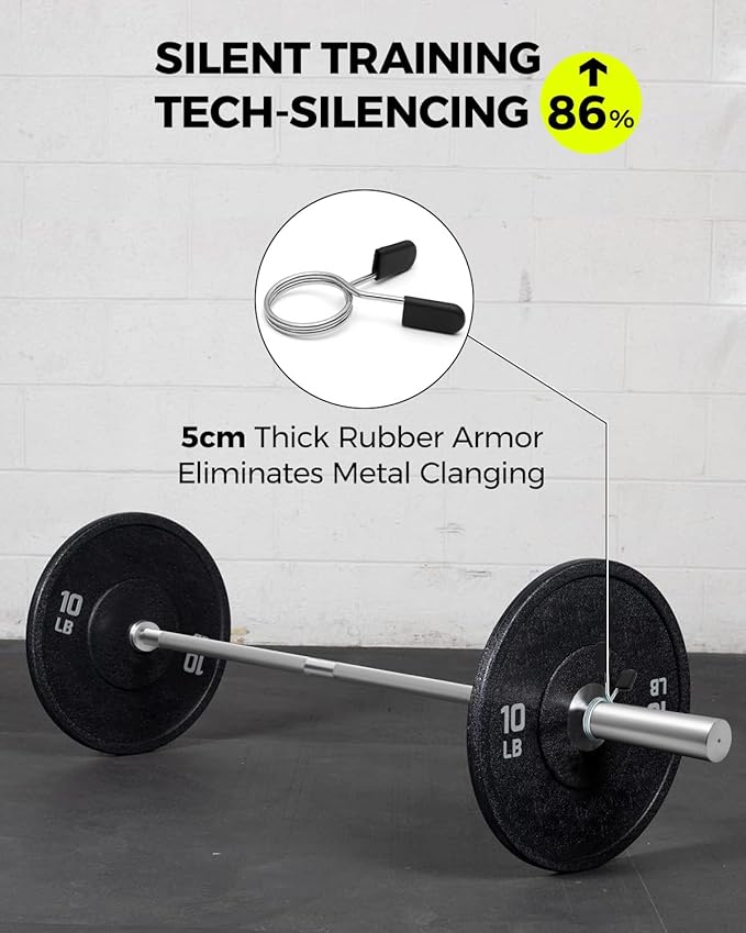 DASKING 4ft/4.9ft Barbell, 2-Inch Olympic Detachable Bar, Portable Strength Training Bar for Weightlifting, Squat, Bench Press, Home Gym, 450LBS, Includes Silent Collars