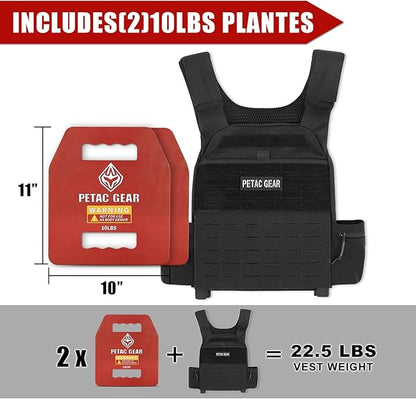 PETAC GEAR Tactical Weights Plates For Weighted Vest For Men Workout,5/10/15/20 LBS Weight Strength Training Vests Equipment Workout Gear