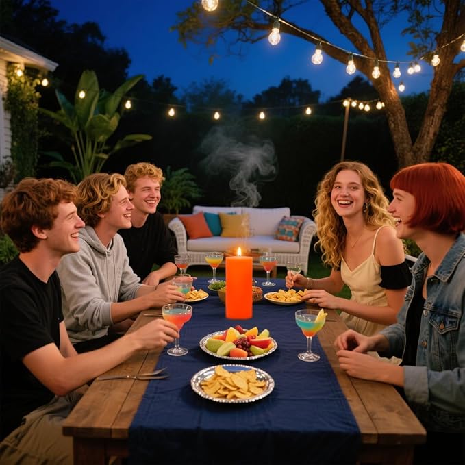 3 Packs Unscented Different Size Orange Pillar Candles, Dripless Non-Toxic 3x4, 3x6, 3x8 Inch Fall Colored Cylinder Candles for Thanksgiving, Wedding Party, Dinner Table, Power Outage, Emergency