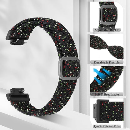 Elastic Braided Watch Band Compatible with Fitbit Inspire 3/Inspire 2/Inspire/Inspire HR/Fitbit ace 3/Ace 2, Adjustable Stretchy Strap Sport Nylon Loop Replacement Wristband for Fitbit Inspire
