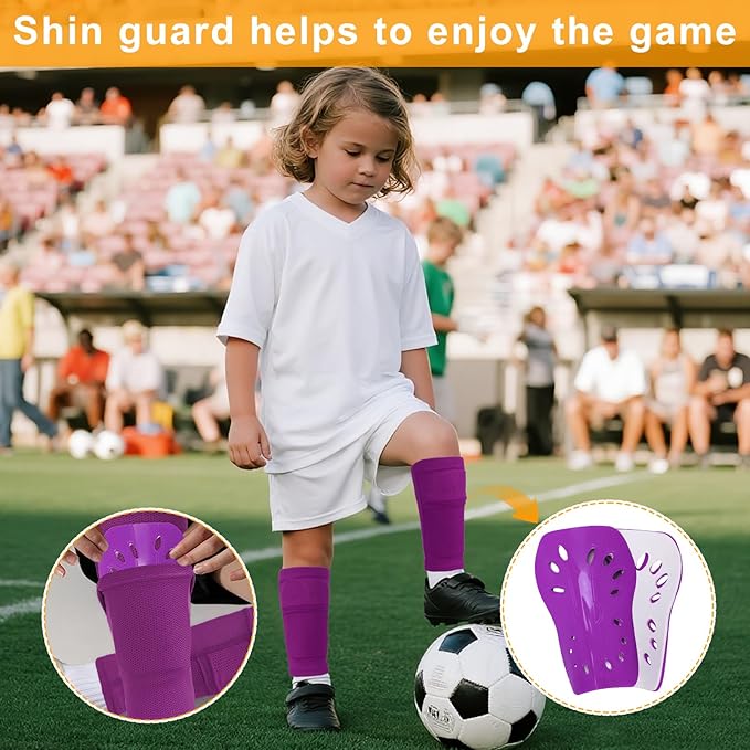 2 Pairs Shin Guards Soccer for Kids,Shin Pads Extra Lightweight Breathable Slide in Shin Guard for Football Training Match Outdoor Activities Protective Slip-in Shin Guards for Boys Girls