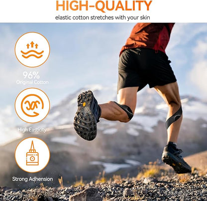 Precut Kinesiology Tape - 60 Strips (3 Rolls) | Waterproof Kinesiology Tape for Muscle & Joint Support, Athletic Knees, Shoulders, Back Pain Relief | Sport Tape for Weightlifting, Running