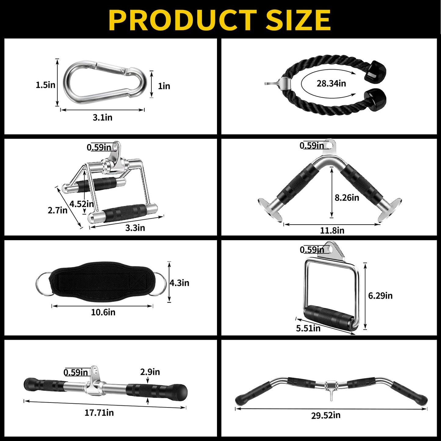 WNOEY Cable Machine Attachment, LAT Pulldown Attachments, Home Gym Accessories, Triceps Pull Down