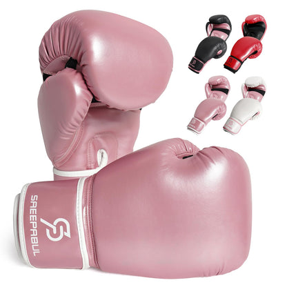 SAEEPABUL Boxing Gloves for Men & Women, Beginner Kickboxing, Pink, 12oz
