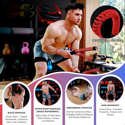 Ropeless Battle Ropes for Home Gym, Adjustable Weight, Weighted Workout Cords for HIIT, Strength, and Low-Impact Cardio Training, Home Gyms to Burn