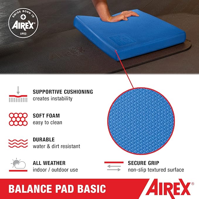 AIREX Balance Pad ??Stability Trainer for Balance, Stretching, Physical Therapy, Exercise, Mobility, Rehabilitation and Core Training Non-Slip Closed Cell Foam Premium Balance Pad