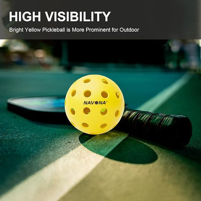 Navona 48 Pack Premium 40-Holes Yellow Outdoor Pickleball Balls, Meet USAPA Official Requirement, Perfectly Balanced, High Bounce True Flight, Durable Outdoor Pickleball Set