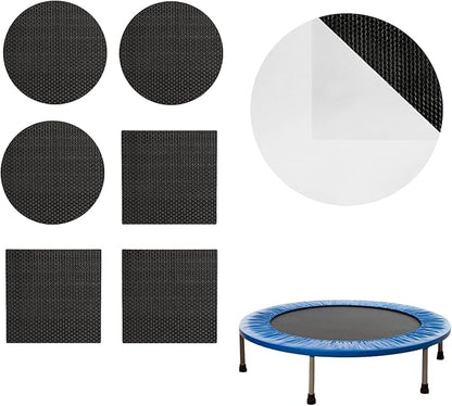 Self-Adhesive Trampoline Patch Repair Kit - 3 Round + 3 Square Patches - Trampoline Accessories for Repairing Tears or Holes in Trampoline Mats
