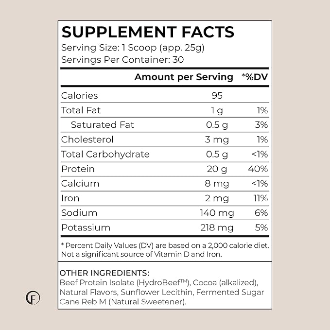 Faster Way - Protein Powder - Hydrolyzed Grass Fed Beef - 20g of Protein Per Serving - Muscle Growth & Recovery - 9 Essential Amino Acids - Sugar, Gluten & Dairy Free - Non-GMO -Chocolate -30 Servings