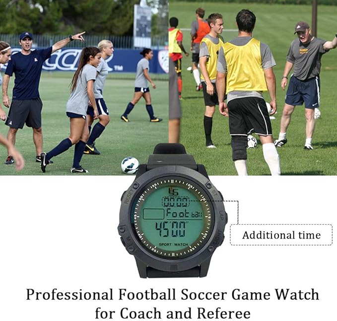 FCXJTU Digital Sports Stopwatch Timer 10/100 Lap Split Memory Stopwatch Calendar Alarm, Pace Mode with 3-Row Extra Large Screen Water Resistant Includes Battery, Lanyard for P.E Referee Coaches