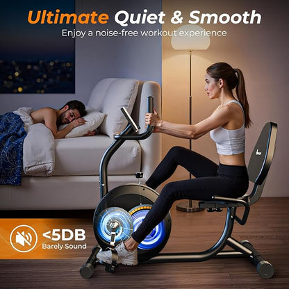 OWLSKY Recumbent Exercise Bike for Home Gym, Magnetic Stationary Bike with 16-Level Resistance, Quiet 15LBS Flywheel, 400LBS Capacity, Low-Impact Cardio & Physical Therapy