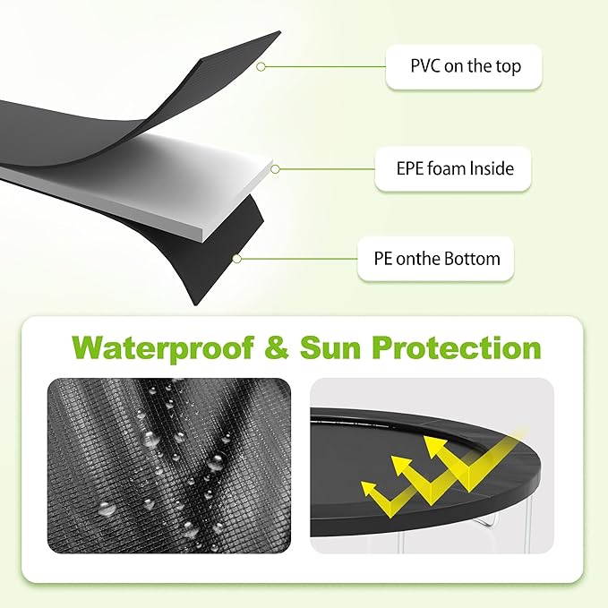 Trampoline Pad, 10ft 12ft 14ft Trampoline Replacement Safety Pad, Waterproof and Tear-Resistant Safety Spring Cover Round Frame Pad
