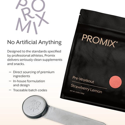 Promix Pre-Workout Powder, Strawberry Lemon ??Boosts Focus, Energy & Endurance ??With Caffeine, B12, Beta-Alanine & L-Tyrosine ??Gluten & Dairy-Free, 10.05 oz