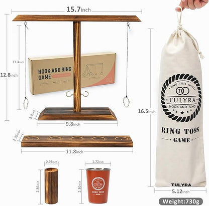 Ring Toss Game for Adults, Hook and Ring Game with Exclusive Carrying case & Unique Stainless Mini Cup, Super Easy to Assemble, XL Size(15.7" X 13"), Outdoor, Family