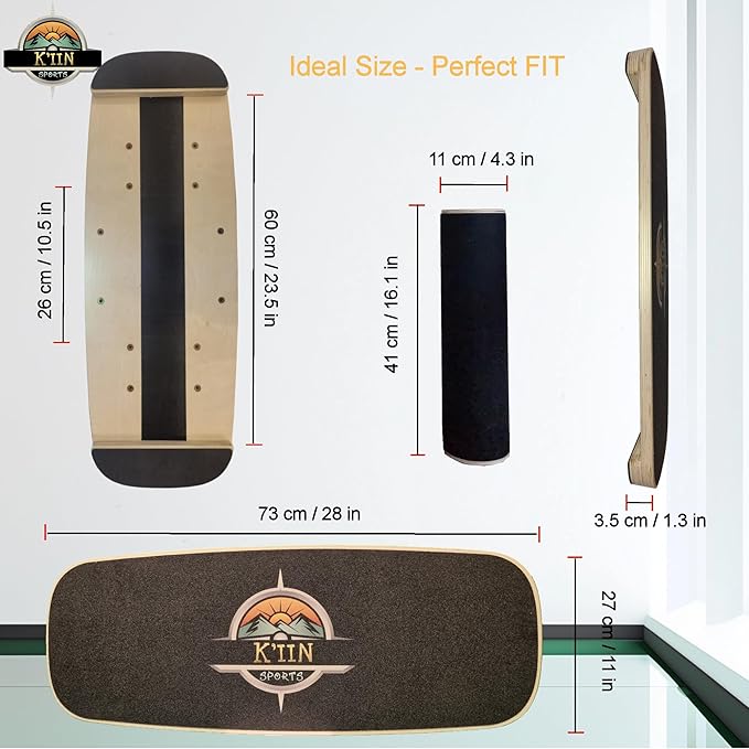 Kiin Balance Board Trainer, adjustable stoppers ??Indo Board, Balancing Board for Surfing, Core Training, Wobble Board for Skateboarding, Surfing, Skating, Yoga and Fitness.