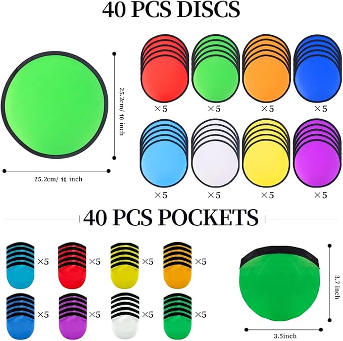 40 Pcs Foldable Flying Disc Fans Set Beach Flying Disc for Fun Birthday Party Foldable Frisbee for Summer Outdoor Activity Game