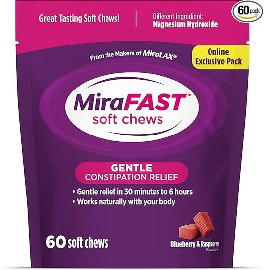 MiraFAST Soft Chews, from The Makers of MiraLAX, Gentle Constipation Relief, Fast Acting Laxative