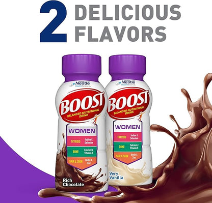 BOOST Women Balanced Nutritional Drink, Rich Chocolate, 8 fl oz (Pack of 24)