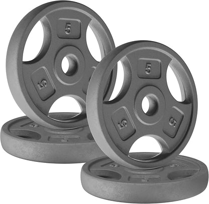 Yes4All Standard 1-Inch Grip Weight Plates, Cast Iron with Multiple Sizes from 2.5 lb to 35 lb for Strength Training, Weightlifting & Muscle Toning