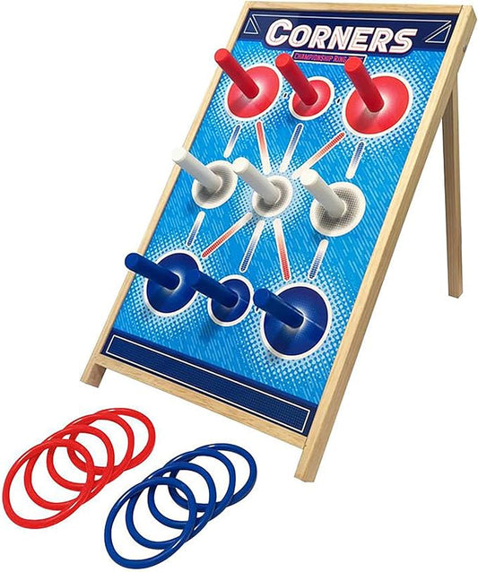 Corners Championship: Ring Toss Reinvented - Yard & Party Game, Wooden Peg Board, Competition
