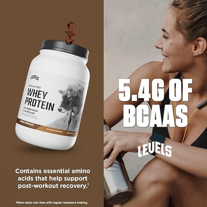 Levels Grass Fed Whey Protein Powder, No Artificials, 24G of Protein, Double Chocolate, 2LB