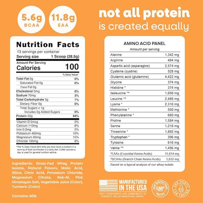 Jive Clear Protein Powder - 22g Grass-Fed Whey Isolate, 13 Servings - White Peach - 895mg of Electrolytes - Zero Added Sugar - Clear Drink Protein Water & Juice