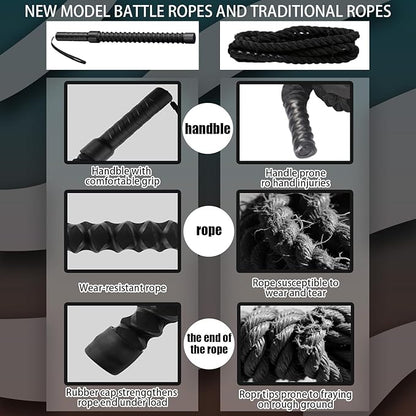 2Pcs Ropeless Battle Ropes,Weighted Battle Ropes for Home Gym, Portable Workout Rope for Strength Building & Low-Impact Cardio, Durable Fitness Equipment for Men Women Core/Arm Muscle Training