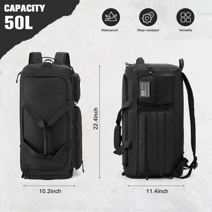 G4Free 3-in-1 Duffle Bag Travel Gym Sports, Large Tactical Duffel Backpack