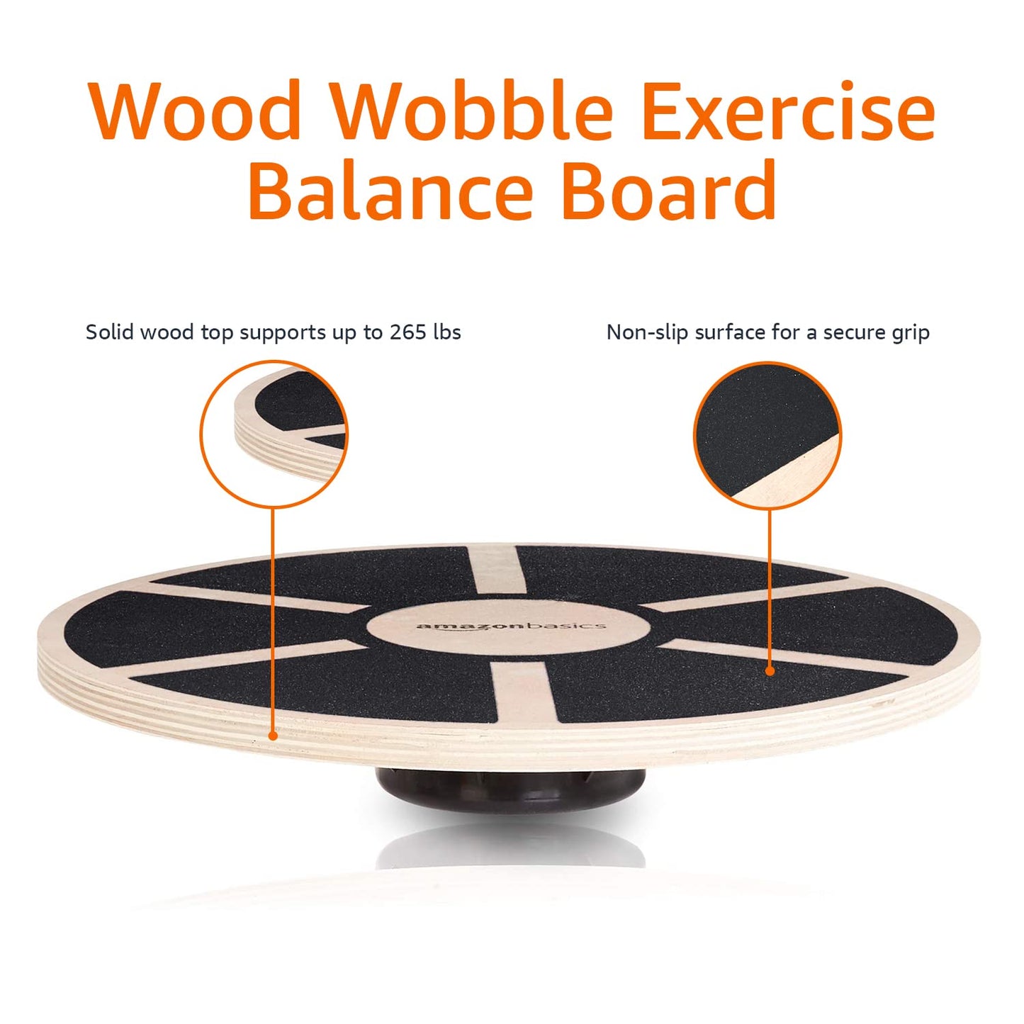 Amazon Basics Wood Wobble Balance Trainer Board, Slip Resistant, for Exercise and Core Strength
