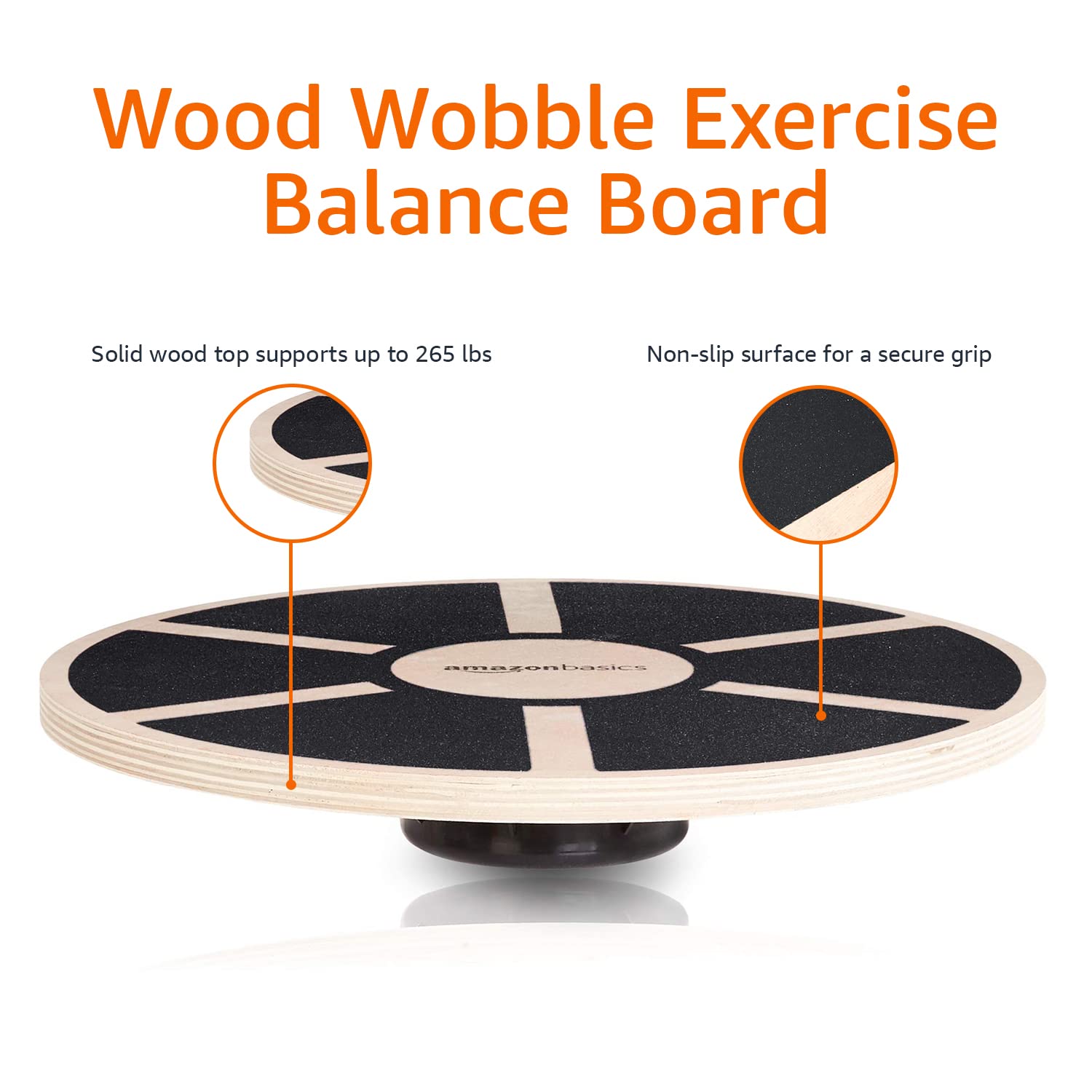 Amazon Basics Wood Wobble Balance Trainer Board, Slip Resistant, for Exercise and Core Strength