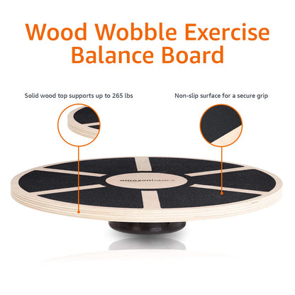 Amazon Basics Wood Wobble Balance Trainer Board, Slip Resistant, for Exercise and Core Strength
