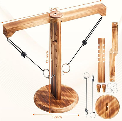 Uzoli Ring Toss Game for Adults, Wooden Hook and Ring Game, Fun Ring Hook Throwing Game Outdoor and Indoor, Family Game for Party Camping Yard