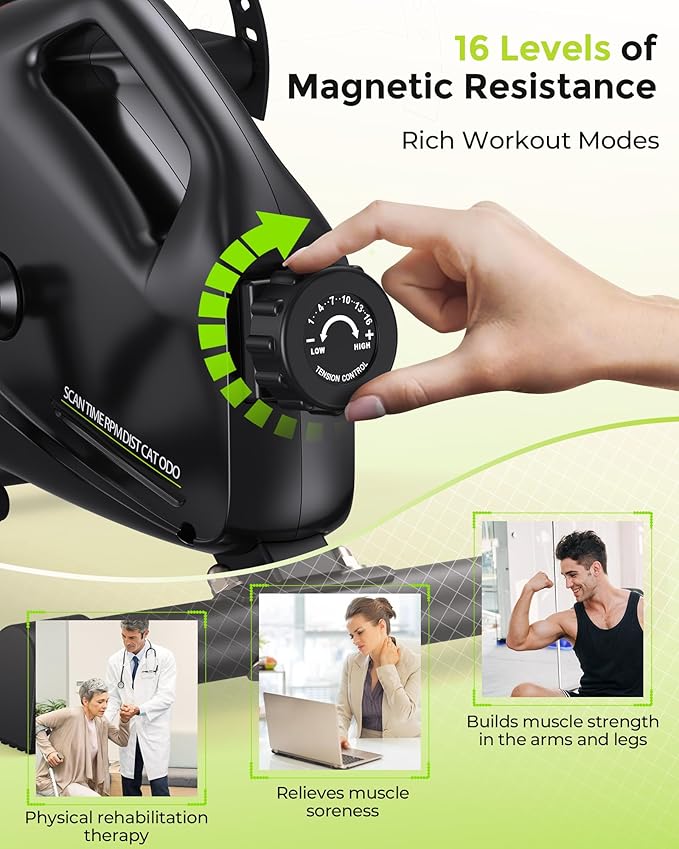 YOSUDA Under Desk Bike Pedal Exerciser - Magnetic Mini Exercise Bike for Arm/Leg Exercise, Desk Pedal Bike for Home/Office Workout