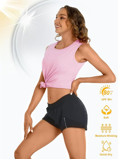 TACVASEN Women's UPF 80+ Workout Tank Top Sleeveless Quick Dry Sun Protection Hiking Athletic Gym Yoga Running Shirts