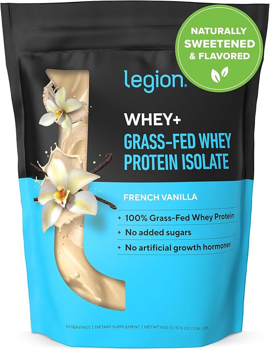 LEGION Whey+ Protein Whey Isolate from Grass Fed Cows - Whey Protein Isolate Powder Low Calorie