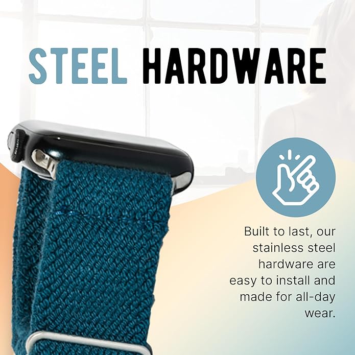 Braxley Bands - Organic Cotton Watch Bands For Women and Men, Compatible With All Apple Watch Sizes and Series - Washable, Sweat-Absorbent, Breathable Fit, Elastic Smart Watch Bands