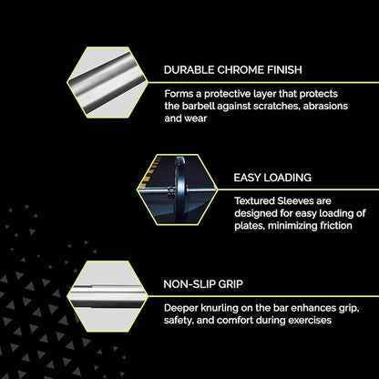 Invictus Men’s Barbell (7FT) (44LBS Bar Weight) (1500LBS Weight Capacity) Weight Training Barbell, Home Gym Fitness Essential, Strength Training Workout Bar, Portable Exercise Equipment