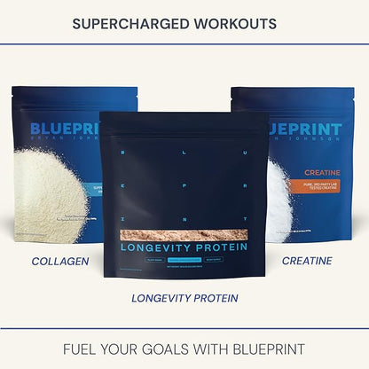Blueprint Bryan Johnson Chocolate Protein Powder ??Vegan Plant-Based Supplement with Cocoa Powder ??Clean Ingredients ??26g Protein per Serving ??Non-GMO ??30 Servings