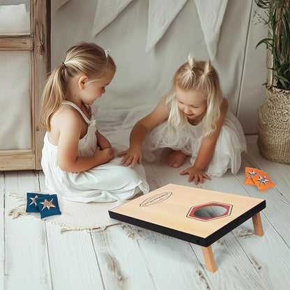 Cornhole Game Set Bean Bag Toss MDF 16"x11"- Built-in Storage, Convenient Carry Handles and 8 Premium Bean Bags, Great for Indoor & Outdoor Play