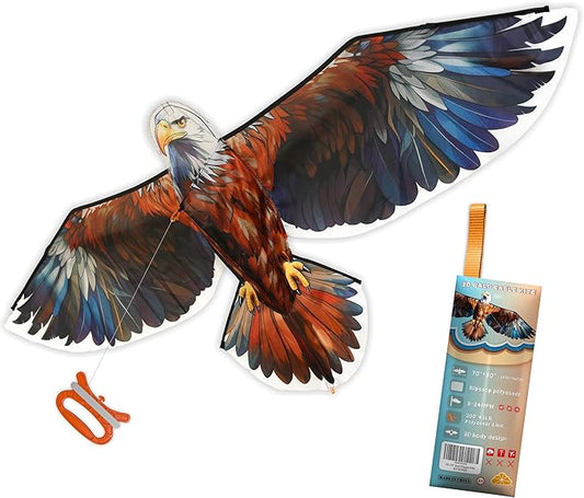 ORGCLDKT- 3D Lifelike Style Bird/Eagle Kite, Super Easy to Fly with, Ideal for Kids, Adults, Girls