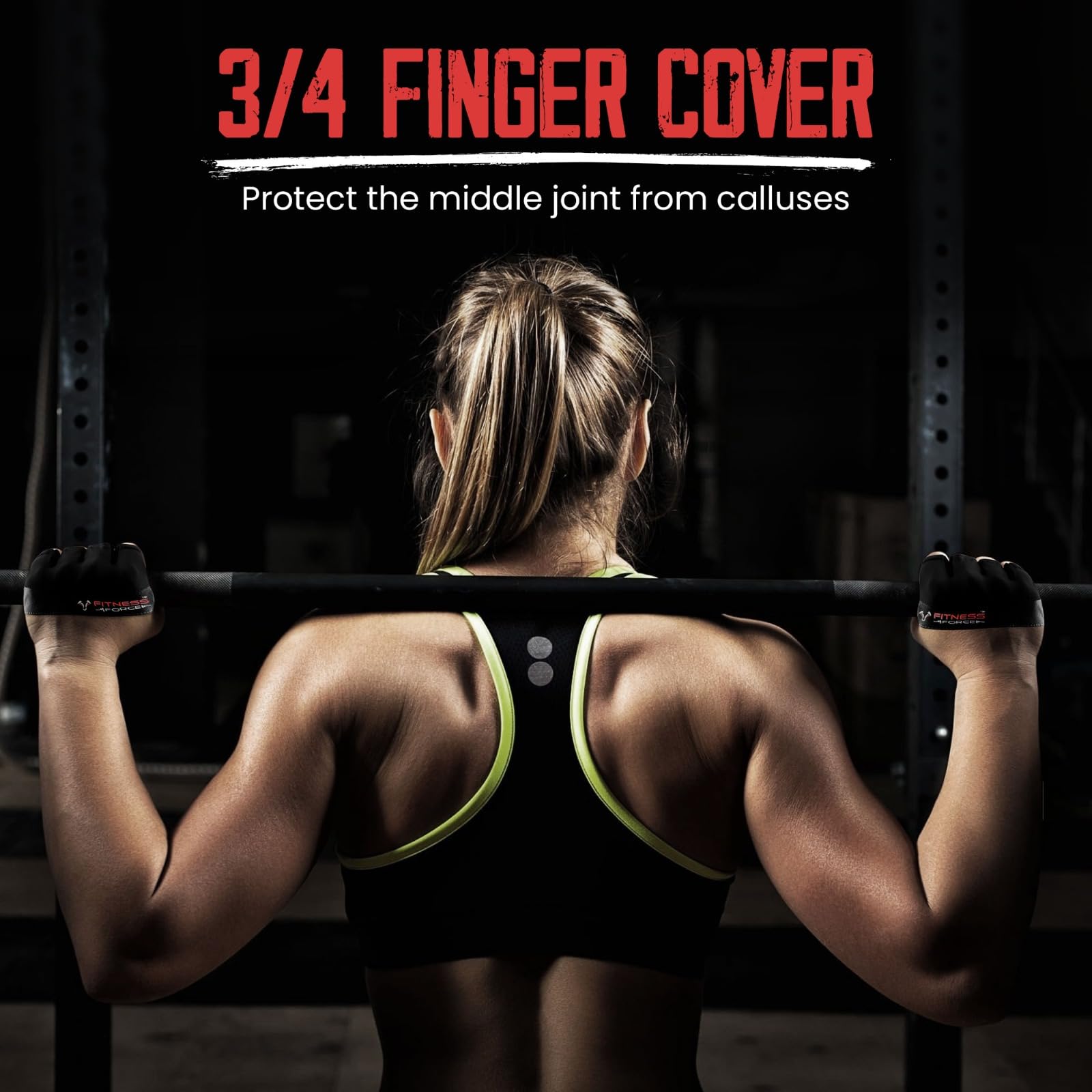 FITNESS FORCE Workout Gloves for Men & Women Partial Weight Lifting Non-Slip Gym Gloves, Lifting