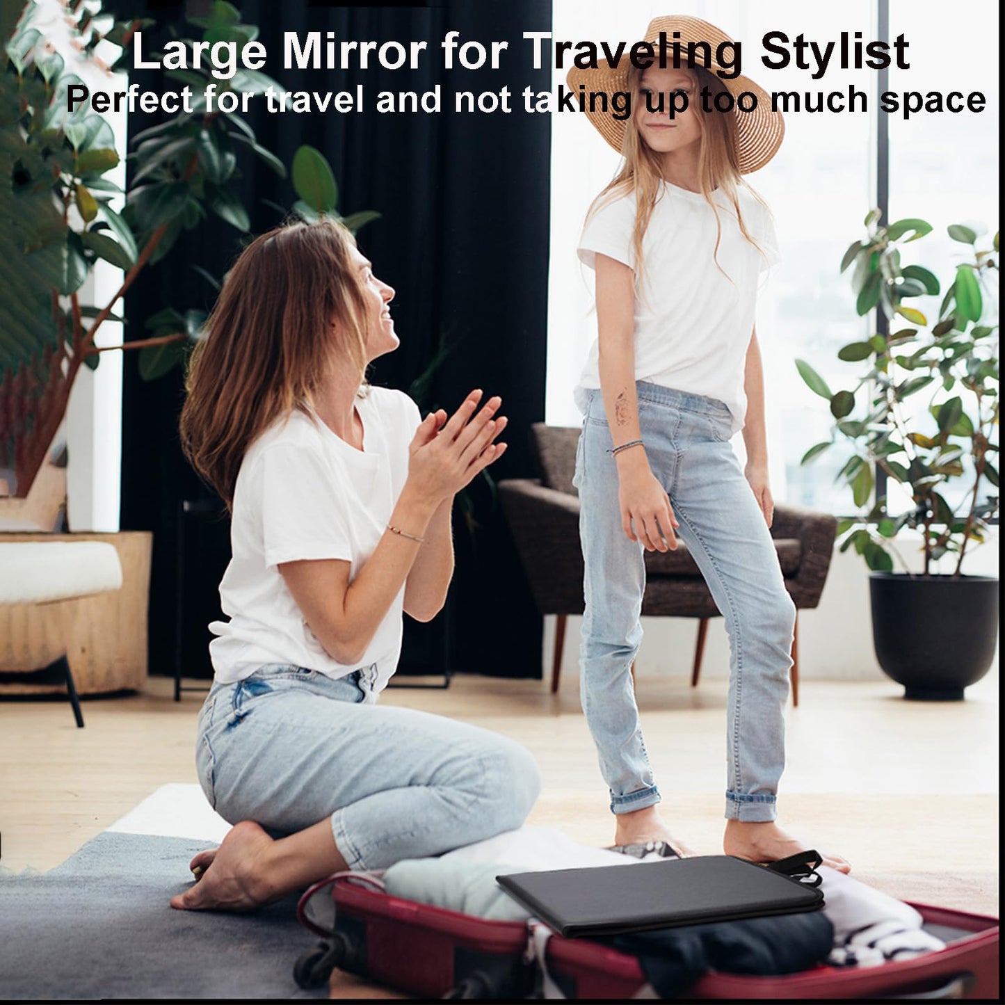 LPHUMEX Foldable Full Length Dance Mirror – 33” Portable Shatterproof Hanging Mirror, Folding Full